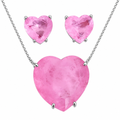 Conjunto Colar E Brinco Coração Pedra Zirconia Fusion Ice