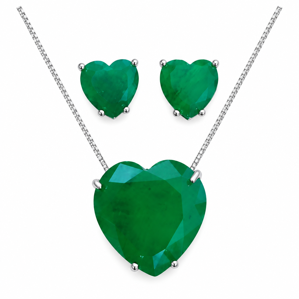 Conjunto Colar E Brinco Coração Pedra Zirconia Fusion Ice