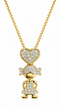 Colar Pingente Menininha Pedra Zirconia Dourado Folheado 18k
