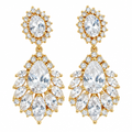 Brinco Noiva Dourado Pedra Zirconia Festa Luxo Folheado Ouro