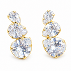 Brinco Ear Cuff Pedra Zirconia Gota Dourado Festa Folheado
