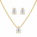 Conjunto Colar Brinco Dama Daminha Gota Pedra Zirconia Luxo