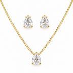 Conjunto Colar Brinco Dama Daminha Gota Pedra Zirconia Luxo
