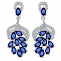 Brinco Noiva Zirconia Azul Prata Festa Madrinha Formatura
