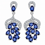 Brinco Noiva Zirconia Azul Prata Festa Madrinha Formatura
