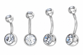 Piercing Umbigo 2 Pedras Aço Cirúrgico Haste De 6 8 10 Mm