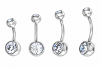 Piercing Umbigo 2 Pedras Aço Cirúrgico Haste De 6 8 10 Mm