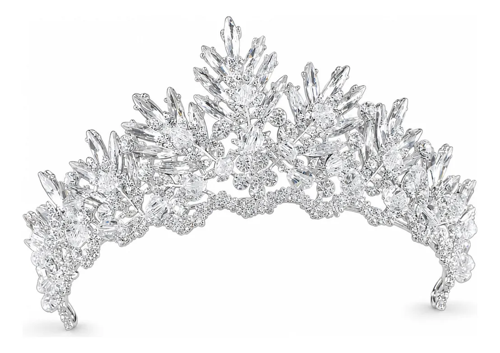 Coroa Tiara Cabelo Noiva Strass Prata Debutante Formatura