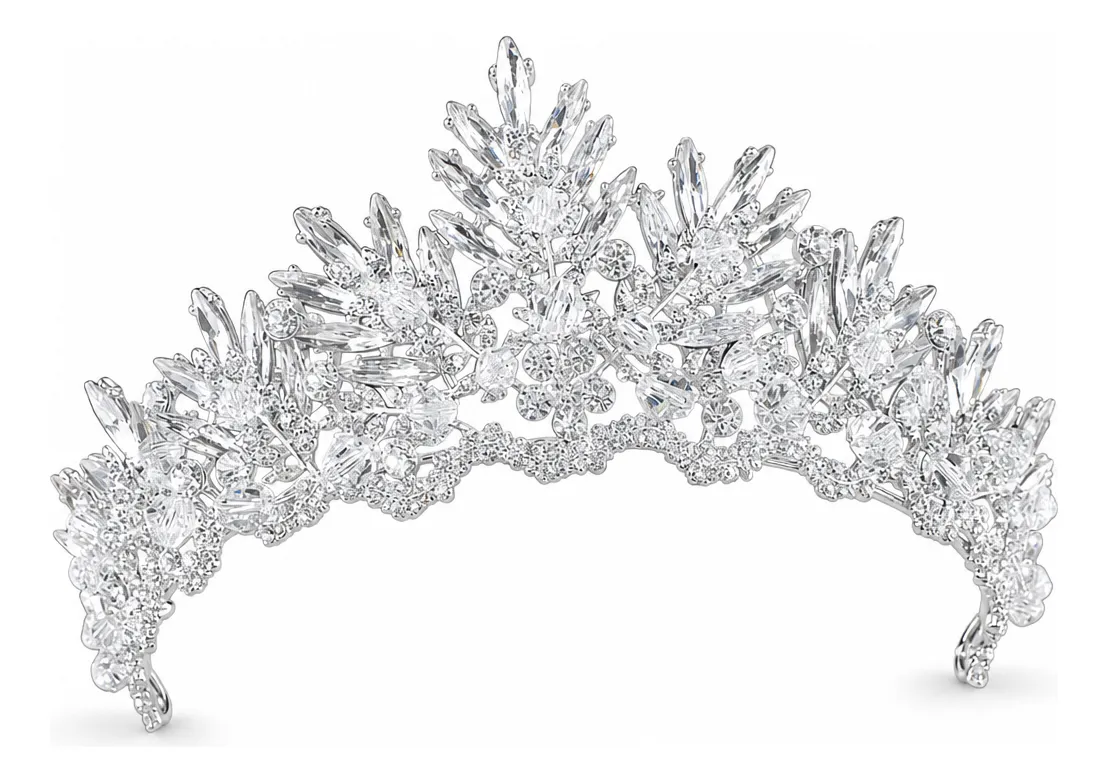 Coroa Tiara Cabelo Noiva Strass Prata Debutante Formatura