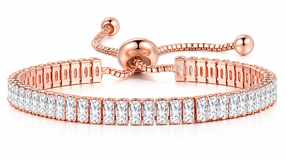 Pulseira Bracelete Dourada Rosê Com Zircônia Noiva Debutante