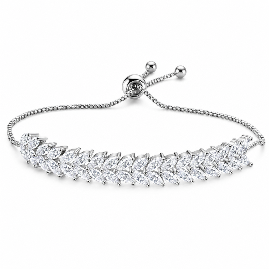 Pulseira Bracelete Prata Com Zircônia Noiva Debutante Festa