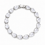 Pulseira Bracelete Prata Pedra Zircônia Noiva Debutante Gota