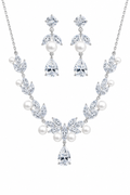 Conjunto Colar Chocker Riviera Brinco Zircônia Pérola Noiva