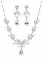 Conjunto Colar Chocker Riviera Brinco Zircônia Pérola Noiva