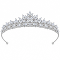 Coroa Tiara Cabelo Noiva Prata Zirconia Princesa Luxo Linda