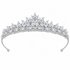 Coroa Tiara Cabelo Noiva Prata Zirconia Princesa Luxo Linda