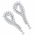 Brinco Zirconia Prata Noiva Festa Pendurado Debutante Grande