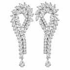 Brinco Zirconia Prata Noiva Festa Pendurado Debutante Grande