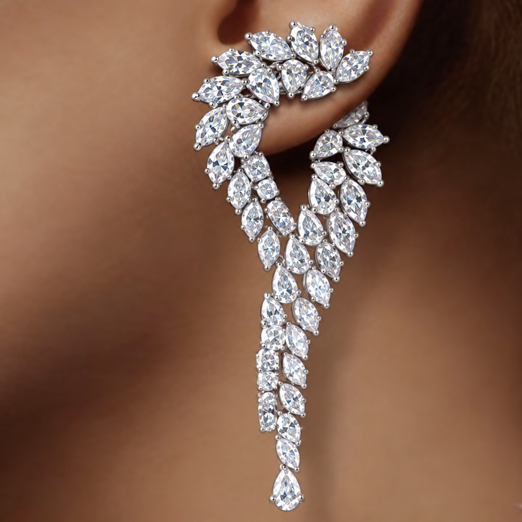 Brinco Zirconia Prata Noiva Festa Pendurado Debutante Grande