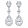 Brinco Noiva Zirconia Prata Formatura Debutante Gota Grande