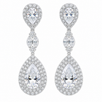 Brinco Noiva Zirconia Prata Formatura Debutante Gota Grande
