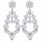 Brinco Noiva Zirconia Pendurado Prata Festa Debutante Luxo