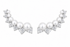 Brinco Ear Cuff Noiva Zirconia Perola Prata Festa Debutante