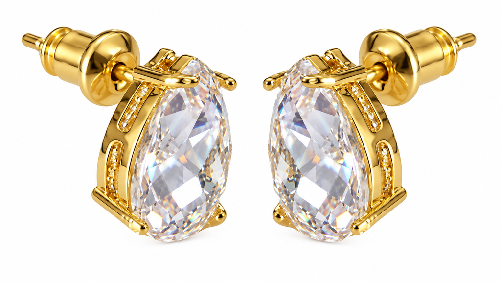 Brinco Zirconia Gota Dourado Dama Daminha F. Ouro Luxo