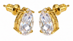 Brinco Zirconia Gota Dourado Dama Daminha F. Ouro Luxo