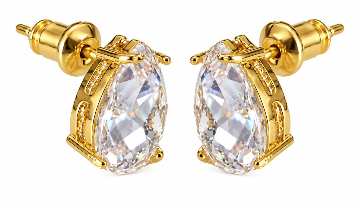 Brinco Zirconia Gota Dourado Dama Daminha F. Ouro Luxo