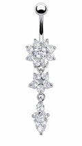 Piercing De Umbigo Pendurado Dourado Ou Prata Flor Zirconia
