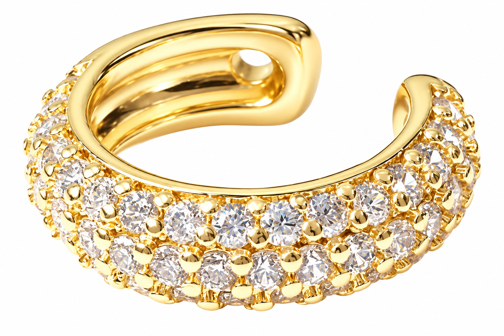 Piercing De Argola Falso Fake Dourado Pedra Zirconia F. Ouro