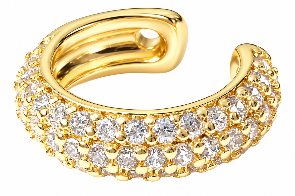 Piercing De Argola Falso Fake Dourado Pedra Zirconia F. Ouro