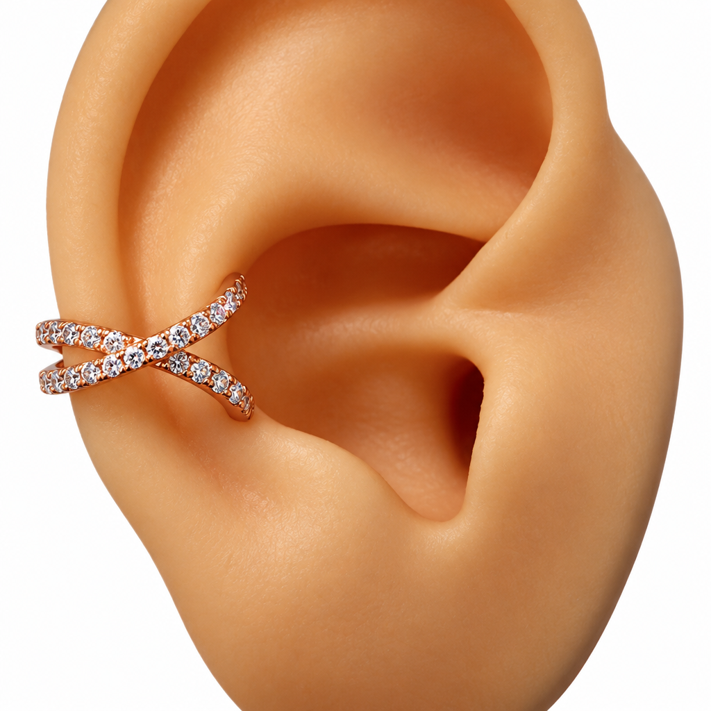 Piercing Argola Falso Fake Dourado Prata Pedra Zirconia
