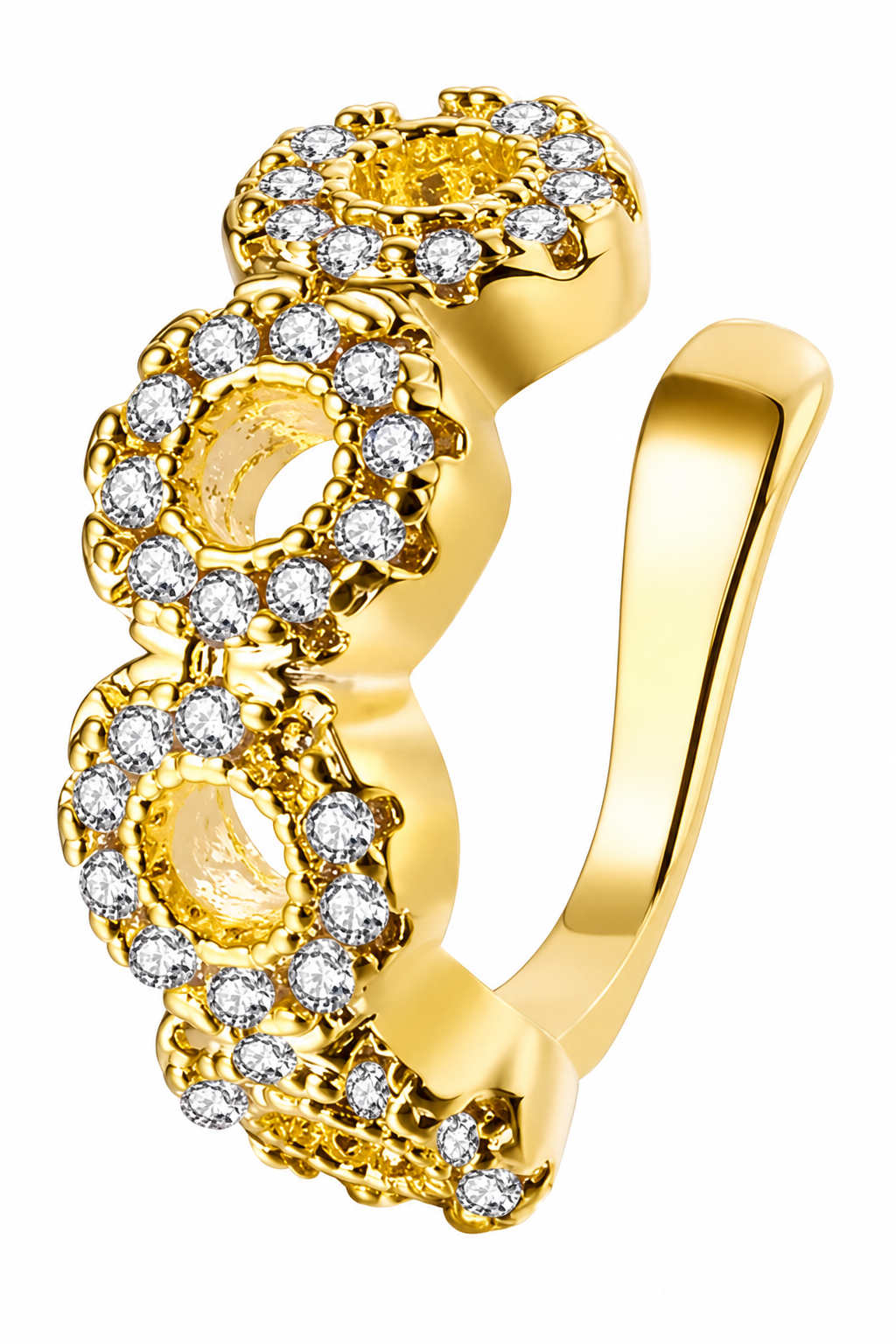 Piercing Argola Falso Fake Dourado Pedra Zirconia Semi Joia