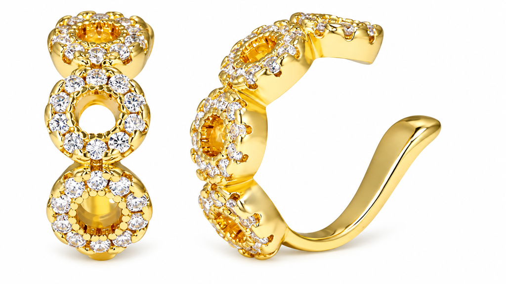 Piercing Argola Falso Fake Dourado Pedra Zirconia Semi Joia
