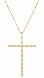 Colar Cruz Crucifixo Grande Pedra Zirconia Dourado Ou Prata