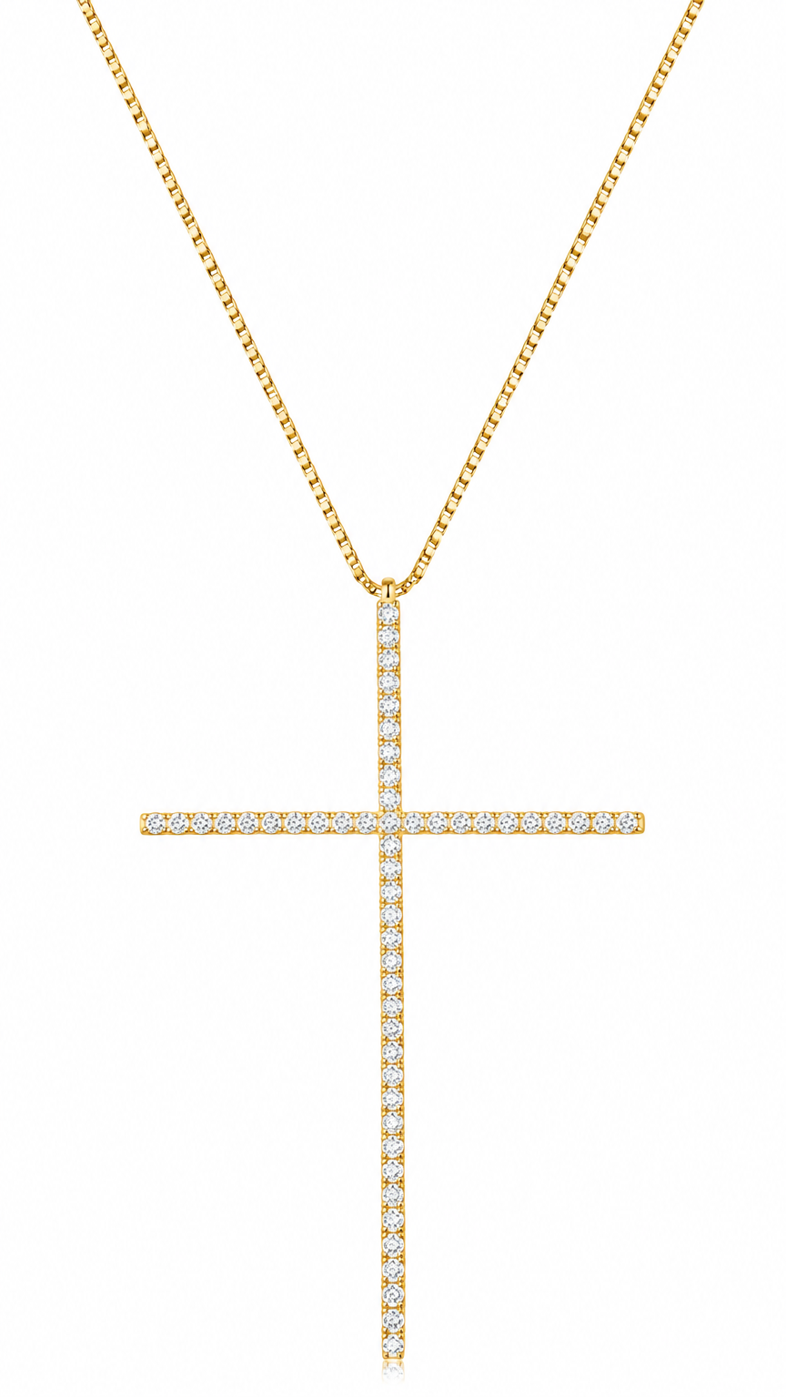 Colar Cruz Crucifixo Grande Pedra Zirconia Dourado Ou Prata