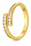 Anel Pedra Zirconia Festa Dourado Ajustável Folheado Delicad