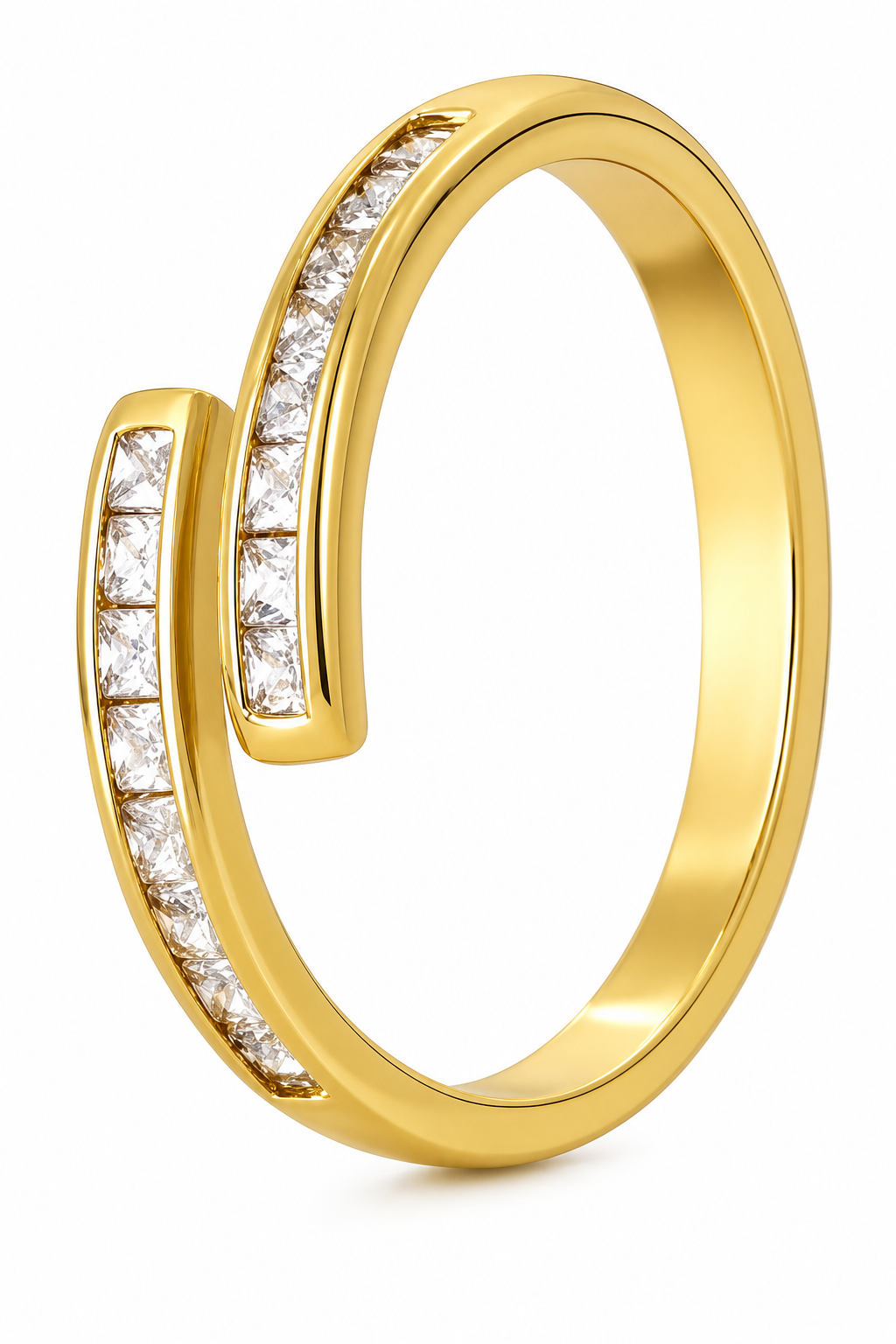 Anel Pedra Zirconia Festa Dourado Ajustável Folheado Delicad