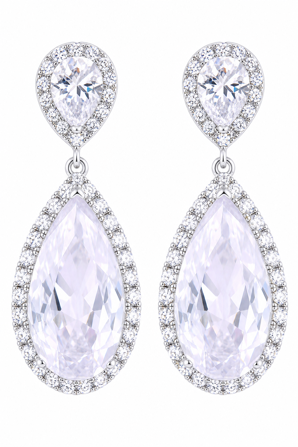 Brinco Noiva Pedra Zirconia Prata Festa Gota Luxo Debutante