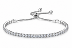 Pulseira Bracelete riviera Prata Com Pedra Zircônia Noiva Debutante
