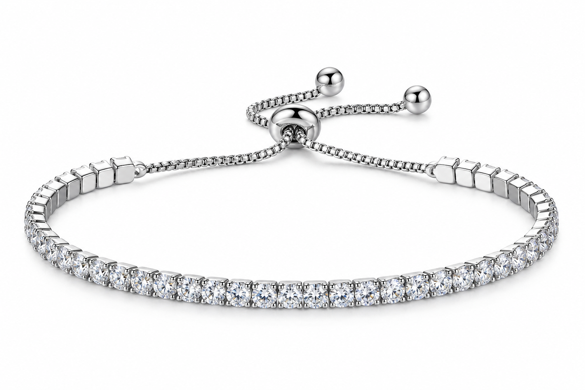 Pulseira Bracelete riviera Prata Com Pedra Zircônia Noiva Debutante