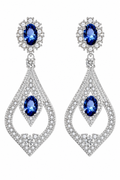Brinco Noiva Zirconia Azul Prata Festa Madrinha Formatura