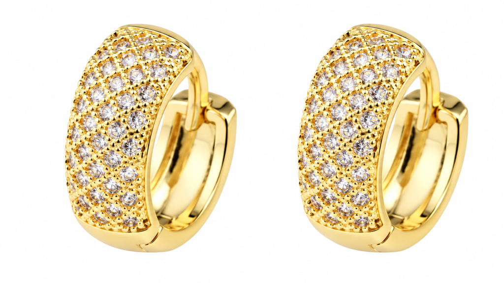Brinco Argola Pedra Zircônia Dourado Folheado Ouro 18k 6 Mm