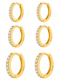 Trio Brinco Argola Pedra Zircônia F Ouro Garantia 8 10 12 Mm