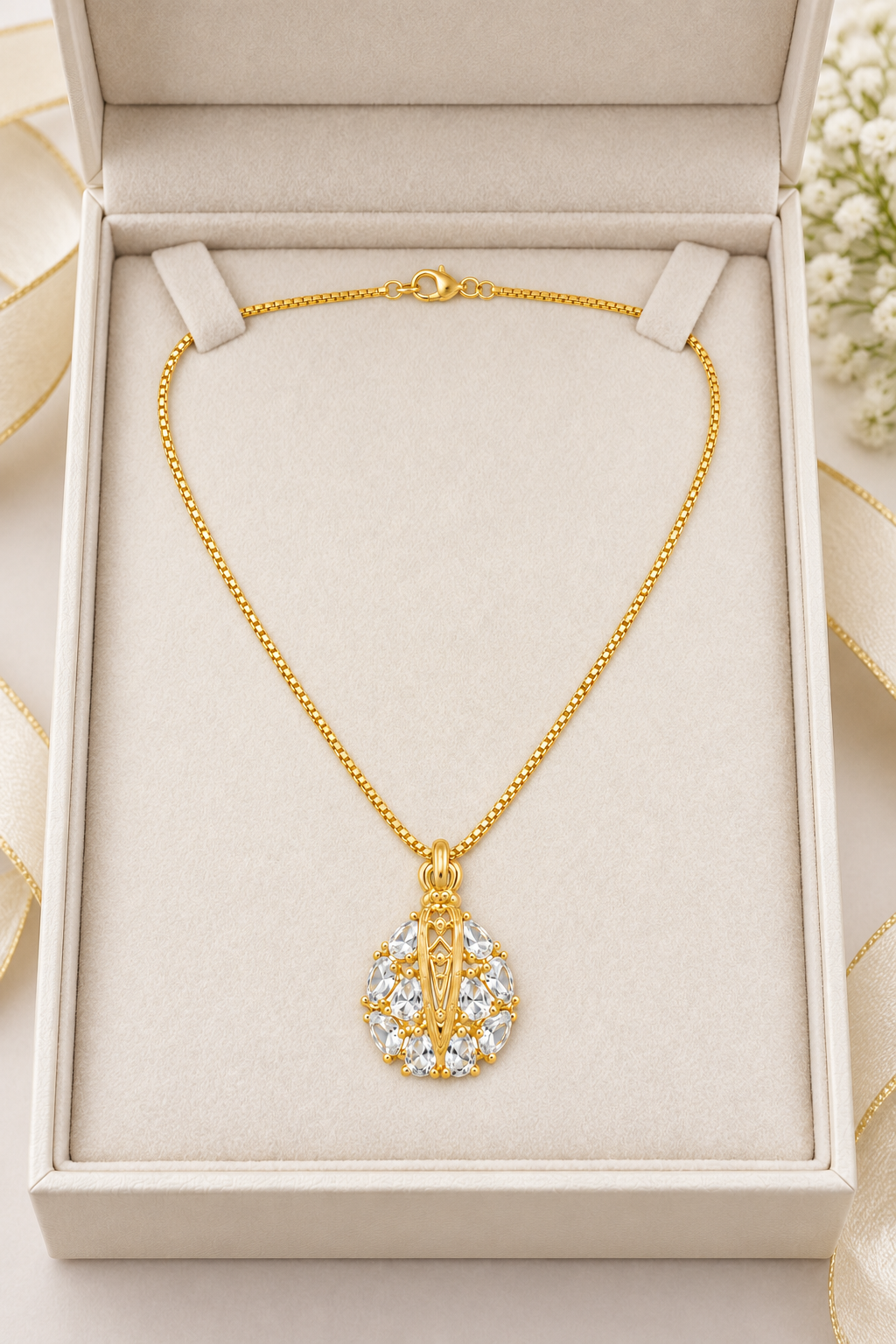 Colar Ns Aparecida Pedra Zirconia Semijoia Folheado Ouro 18k