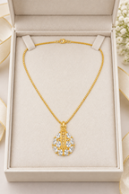 Colar Ns Aparecida Pedra Zirconia Semijoia Folheado Ouro 18k