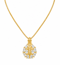Colar Ns Aparecida Pedra Zirconia Semijoia Folheado Ouro 18k