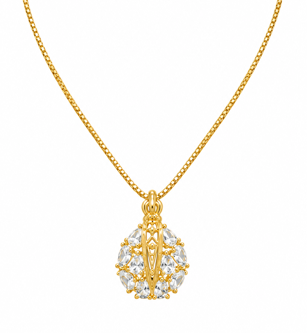 Colar Ns Aparecida Pedra Zirconia Semijoia Folheado Ouro 18k